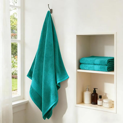 COZYART Bath Towel Set 6 PCS, Turquoise 100% Turkish Cotton 650GSM Soft | Absorbent Quick Dry, OEKO‑Tex 100 Cert. Zero Twist Ring Spun Cotton, Plush Fluffy, Breathable Hotel Quality Bathroom Towels