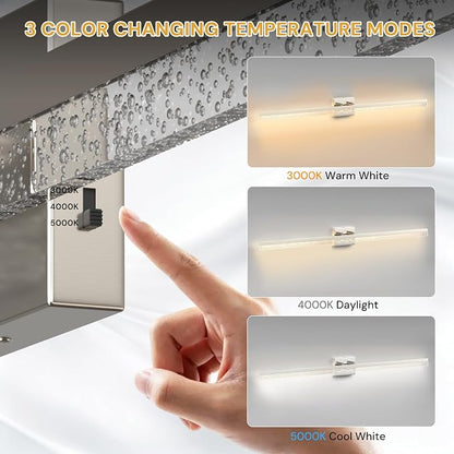 L LOHAS LED 48inch Vanity Light Bar Over Mirror Nickel Bubbled Acrylic 3CCT | Modern Bathroom Light Fixture With Bubbled Acrylic Shade, Adjustable LED Vanity Lighting for Mirror and Living Room Wall