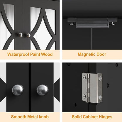 RoyalCraft Bathroom Medicine Cabinet Wall Mounted, Over the Toilet Storage Cabinet with Towel Rack and Adjustable Shelf, Large Bathroom Towel Cabinet Wall Mount 22x25 inch (Black)