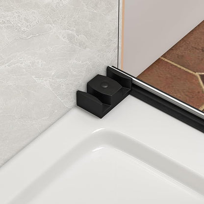 43"-48" W x 76" H Frameless Shower Door,Sliding Shower Door with 5/16"(8MM) SGCC Clear Tempered Glass,Reversible Installation,Nano Explosion-Proof Film,Waterproof Strip,for Bathroom,Matte Black