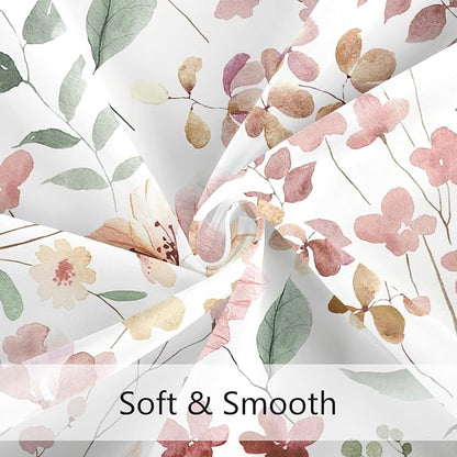 Coral Pink Floral Shower Curtain, Peach Pink Flower Fabric Shower Curtain for Bathroom, Blush Pink Cute Wildflower Butterfly Cloth Shower Curtain Set with Hooks, 72x72