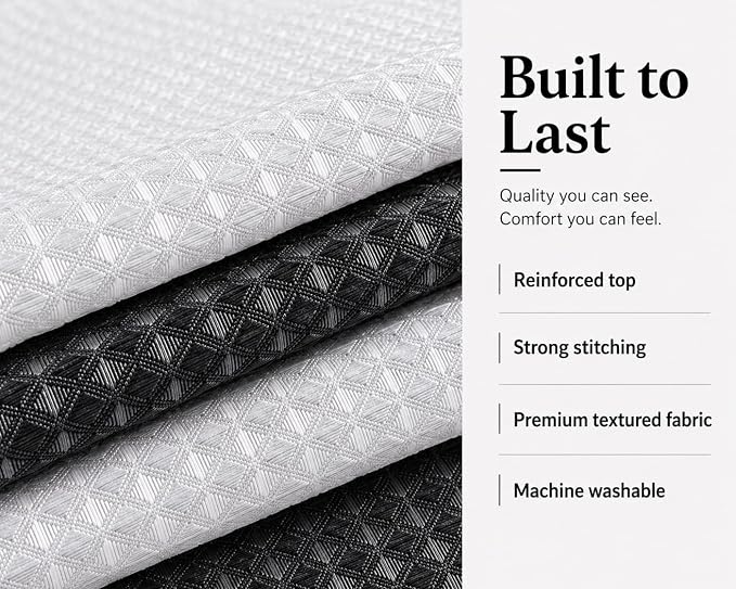 Dainty Home Ombre Waffle Weave Shower Curtain 70 x 72 Black Textured Fabric Shower Curtain, Hotel Style Waffle Weave Bathroom Curtain, Water Resistant Polyester Ombre Shower Curtain