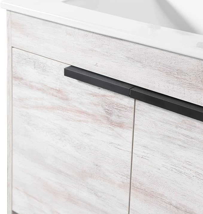 Phoenix 24 Inch Bathroom Vanity with Sink – Modern Design, Soft-Close Doors, Storage Drawers, Durable Build – Rustic White for Small Bathrooms (Full Assembly Required)