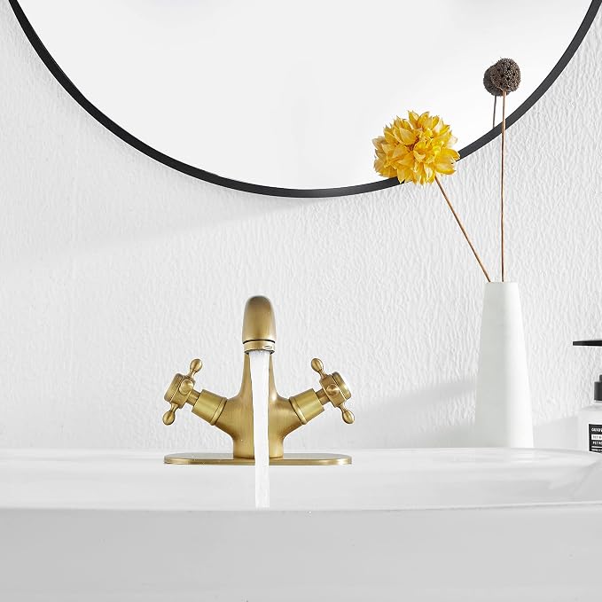 Bathroom Faucet Antique Brass Bathroom Vanity Faucet Single Handle One Hole Bathroom Sink Faucet Basin with Cover Plate