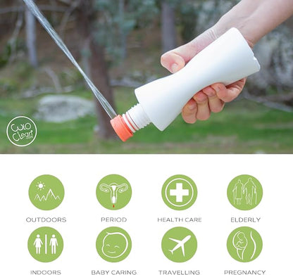 CuloClean Portable Bidet for Toilet or Travel. Peri Bottle for Men and Women. Handheld Spray. Bath Essentials (Coral)