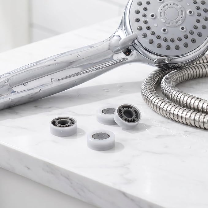 8Pcs Shower Flow Restrictor, Grey Water Flow Reducer Control Value | 3.0 GPM Shower Head Water Saver, Plastic, 0.56×0.54×0.21 in, Universal Size, 14mm Connector