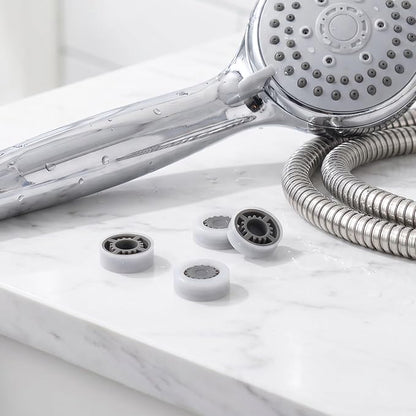 8Pcs Shower Flow Restrictor, Grey Water Flow Reducer Control Value | 3.0 GPM Shower Head Water Saver, Plastic, 0.56×0.54×0.21 in, Universal Size, 14mm Connector
