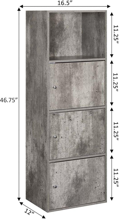 Convenience Concepts Xtra Storage 3 Door Cabinet in Gray Faux Birch Wood Finish