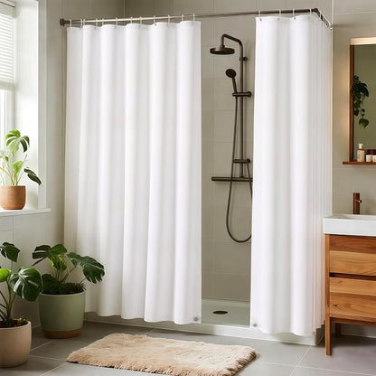 Fabric Shower Curtain Liner 72x72 Inch-White Shower Liners with Magnets | 4 Packs Hotel Quality Standard Size Water Resistant Shower Liners for Bathroom-Machine Washable Cloth Polyester Bath Curtain