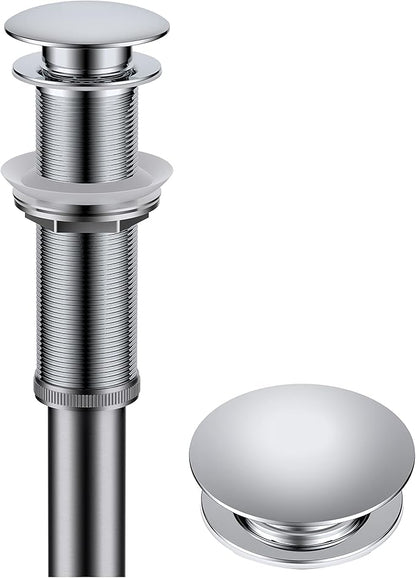 KRAUS Bathroom Sink Pop-Up Drain Assembly in Chrome for Vessel Sinks and Sinks without Overflow, with Extended Thread for Thicker Countertops, PU-L10CH