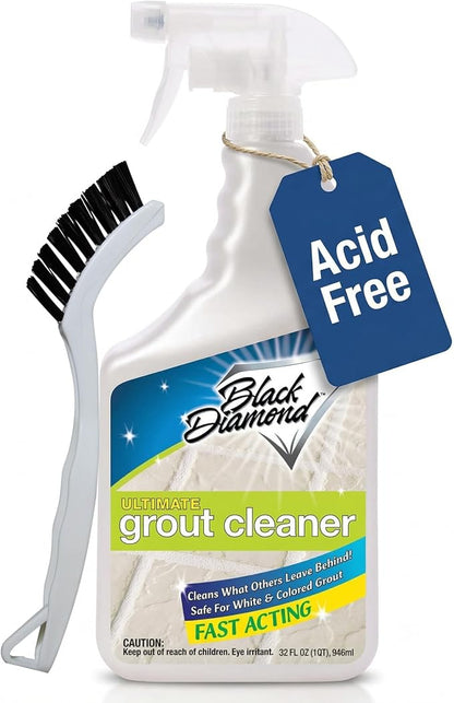 Ultimate Grout Cleaner for Tile & Grout, Acid-Free Stain Remover QT/Brush | Acid-free formula deep cleans grout on tile floors. Safe for marble, travertine, granite and all natural stone.