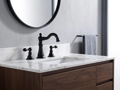 Two Handle Bathroom Sink Faucet Matte Black 3 Hole with Pop up Drain,High Arc Lavatory 8 Inch Widespread Bathroom Faucet,F-8805P-MT