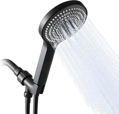 OFFO Handheld Shower Head Set, 6-Mode High Pressure Handheld Sprayer with 60" Shower Hose & Holder, High Flow Large Powerful Boosting Handheld Showerhead for Low Water Pressure, Matte Black