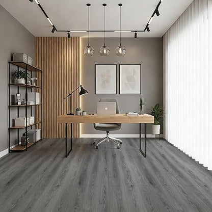 Art3d 15 Sq.ft Peel and Stick Floor Tiles, 10Pcs Luxury Vinyl Plank Flooring Wood Look, 36" × 6" Adhesive and Waterproof Tile Sticker for Bedroom, Living Room, Kitchen, Gray