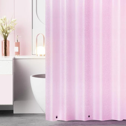 Seenus Waterproof Dreamy Pink Glitter PEVA Shower Curtain Liner, 72 x 78 Extra Long Plastic Sparkle Shower Curtain with 3 Weighted Magnets, Lovely Shimmery Bathroom Décor Shower Curtain
