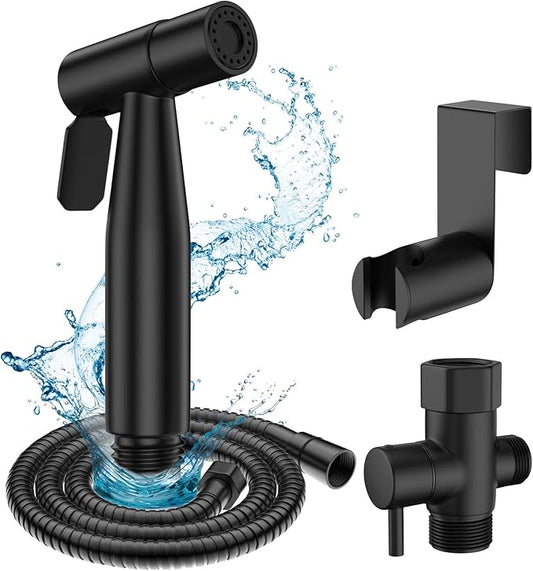 FREDI Bidet Sprayer for Toilet - Handheld Sprayer Kit, Adjustable Pressure, Stainless Steel, Easy to Install (Matte Black)