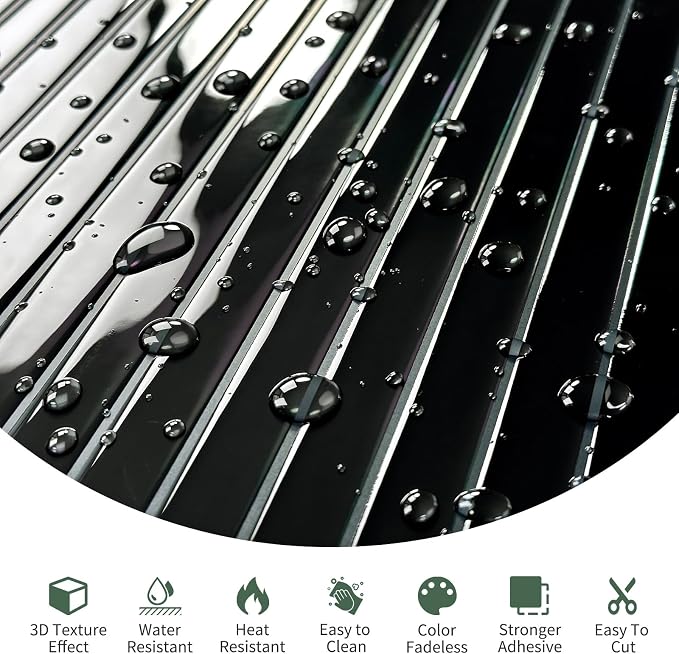 10-Sheet Upgraded Thick Peel and Stick Kitchen Backsplash Tiles | Waterproof Premium Self-Adhesive Wall Tile Stick on Backsplash for Kitchen,Bathroom and Fireplace(Black,12"×12")