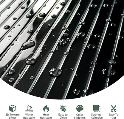 10-Sheet Upgraded Thick Peel and Stick Kitchen Backsplash Tiles | Waterproof Premium Self-Adhesive Wall Tile Stick on Backsplash for Kitchen,Bathroom and Fireplace(Black,12"×12")