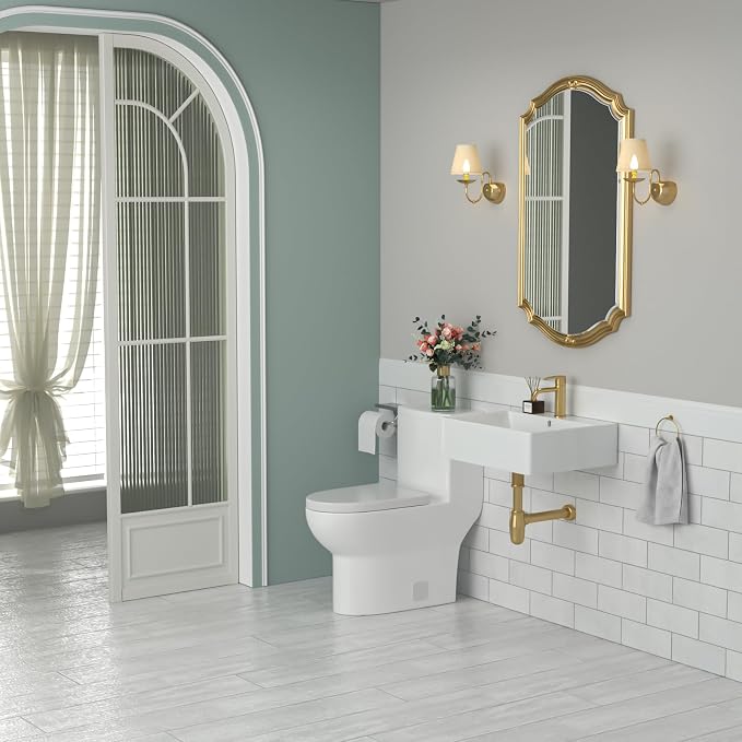 Wall Mounted Bathroom Vessel Sink | Beslend 20''x18'' Rectangle White Porcelain Ceramic Vessel Sink Floating Art Basin with Faucet Hole and Overflow