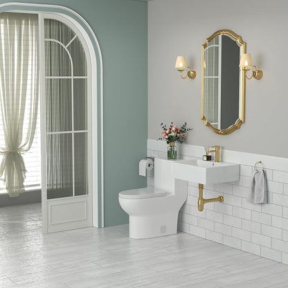 Wall Mounted Bathroom Vessel Sink | Beslend 20''x18'' Rectangle White Porcelain Ceramic Vessel Sink Floating Art Basin with Faucet Hole and Overflow