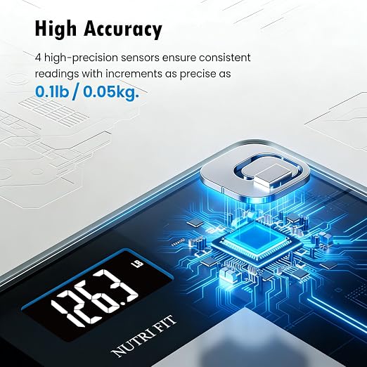 Digital Bathroom Scale for Body Weight Loss 0.1lb High Accuracy | Tempered Glass, 0.1lb Precision, 400lb Capacity, Larg Backlit LCD Display, Step-On Technology, Weight Loss for Home Fitness