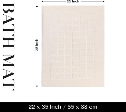 Superior 100% Cotton Bathmat Set, Bath Mats, Bathroom Decor, Shower, Bathtub Essentials, Home Accessories, Small Washable Rug, No Backing, Heavyweight, Nora Collection, Set of 2, 22" x 35", Cream
