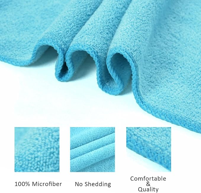 JML Microfiber Bath Towel Set, 27" x 55", 6 Pack, Purple/Grey/Light Blue | Extra Absorbent, Fast Drying, Lint Free, Fade Resistant, Hanging Loop, Multipurpose for Swimming, Fitness, Sport, Yoga