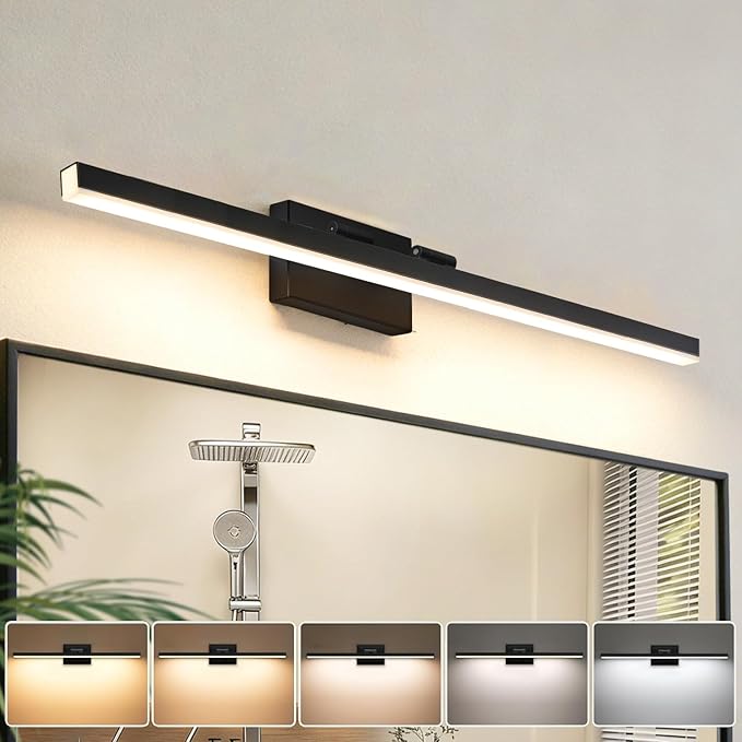 IZORRO Modern Bathroom Vanity Light 40 inch, Rotatable, 32W Dimmable Led Bathroom Light Fixture Over Mirror, Black Vanity Light Bar (5 Color Temperature)