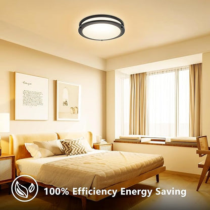 12inch LED Flush Mount Ceiling Light Fixture Dimmable Matte Black, Easy Install LED Ceiling Lamp Fixture Without Flicker, Super Bright 36W 3600LM 5CCT Warm to White Light 3000K to 6000K 4-Pack