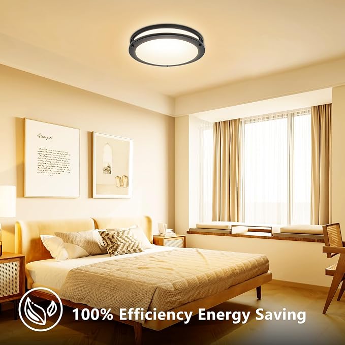 LED Flush Mount Ceiling Light Fixture Remote Dimmable Brushed Nickel, Easy Install LED Ceiling Lamp Without Flicker, Super Bright 36W 3600LM Warm to White Light 2700K to 6500K 2-Pack