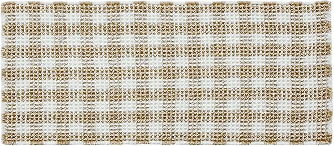 TYUU Waffle Bath Mat, Boho Bathroom Rugs Non Slip, 48x24 Khaki & White | Super Absorbent Quick Dry Bath Rug, Non-Slip Backing, Soft Waffle Washable Farmhouse Bathroom Mats, Tub, Shower & Home Decor