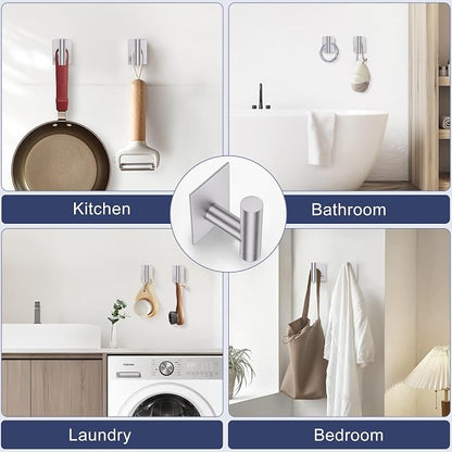Lairuier Brushed Nickel Bathroom Hardware Set, Adhesive or Screw Wall Mount | Bathroom Accessories Set, Adhesive or Screw Wall Mount Toilet Paper Holder and Hand Towel Bar Holder, No Drill 2 Towel Hooks