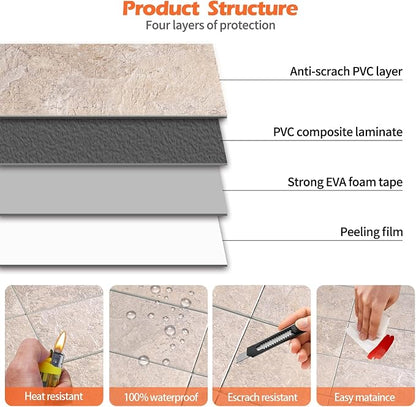 80-Piece Stone Beige Thick PVC Peel and Stick Backsplash, 2" x 8" Waterproof Subway Tile Peel and Stick Wall Tiles for Kitchen and Bathroom