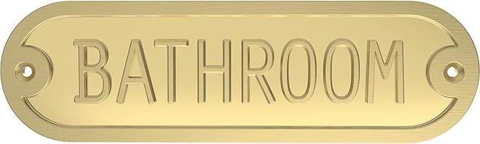 Franklin Brass Derby Bathroom Door Sign Metal Interior Door Plaque in Brushed Gold HHIDPB-BRG-U