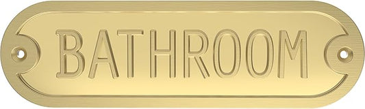 Franklin Brass Derby Bathroom Door Sign Metal Interior Door Plaque in Brushed Gold HHIDPB-BRG-U