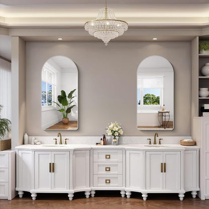 FORBATH Arched Bathroom Mirror 24x48 Inch, Silver Bathroom Mirror Wall Mounted Modern Aluminum Alloy Frame Arch Mirror for Bedroom Living Room Entryway, Hanging or Leaning Against Wall