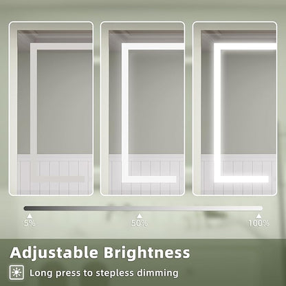 LED Medicine Cabinet Mirror, 24x30 Inch Bathroom Storage, Recessed/Wall Mount, Plug-in/Hardwired, 3 Color Dimmable Light, Anti-Fog, Time Temp Display, Right Hinge