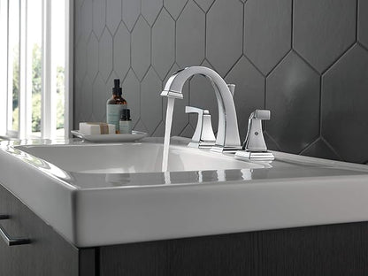 Delta Dryden Chrome Bathroom Faucet 3 Hole, 8 Inch Widespread Bathroom Sink Faucet for Vanity, Metal Push-Pop Drain Assembly, Chrome 3551-MPU-DST