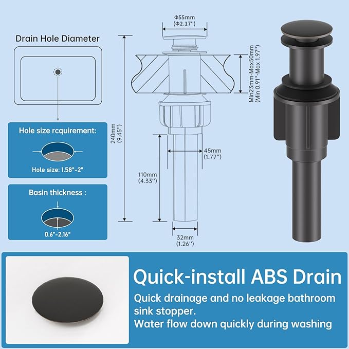RUMOSE Tall Oil Rubbed Bronze Bathroom Faucet with Pop Up Drain Modern Single Handle One Hole Bathroom Vessel Sink Faucet Waterfall Spout Rv Lavatory Vanity Faucet Deck Mount Mixer Tap Stainless Steel