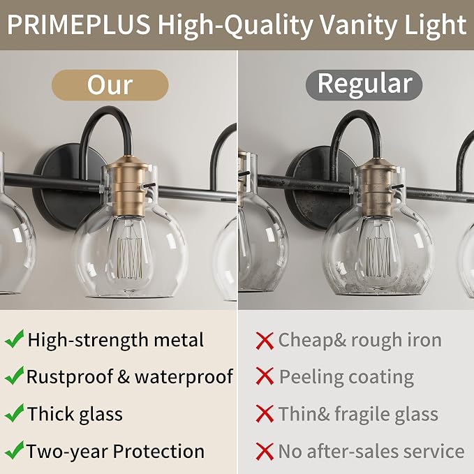 2 Light Bathroom Vanity Light, Black and Red Copper Bathroom Light Fixtures Over Mirror, Modern Copper Vanity Fixtures with Clear Glass Shade, Black Wall Sconce for Living Room