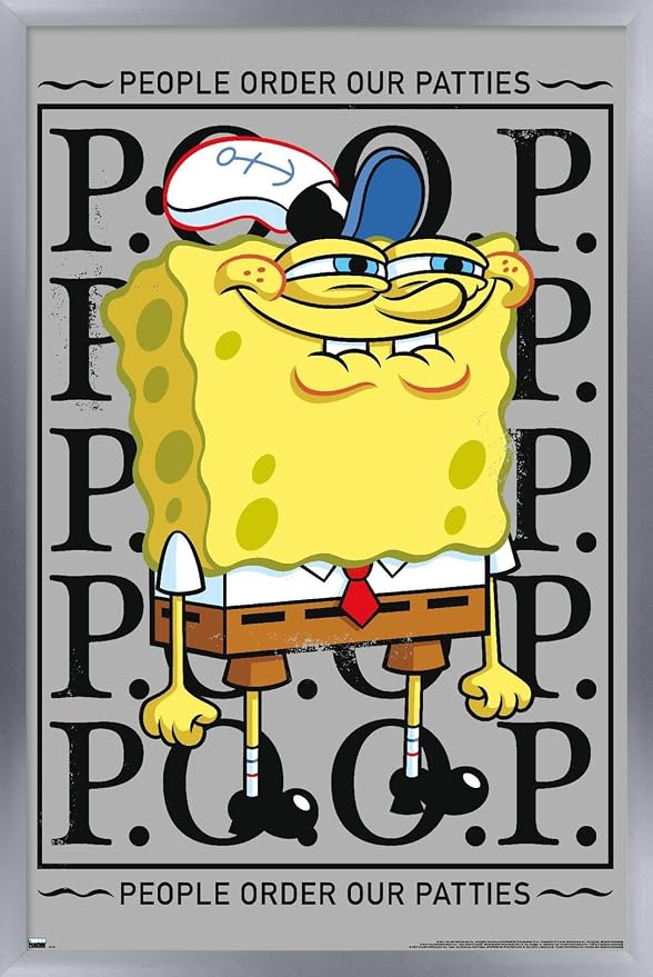Trends International Nickelodeon Spongebob - P.O.O.P. Wall Poster, 22.4L x 14.7W, Silver Framed Version