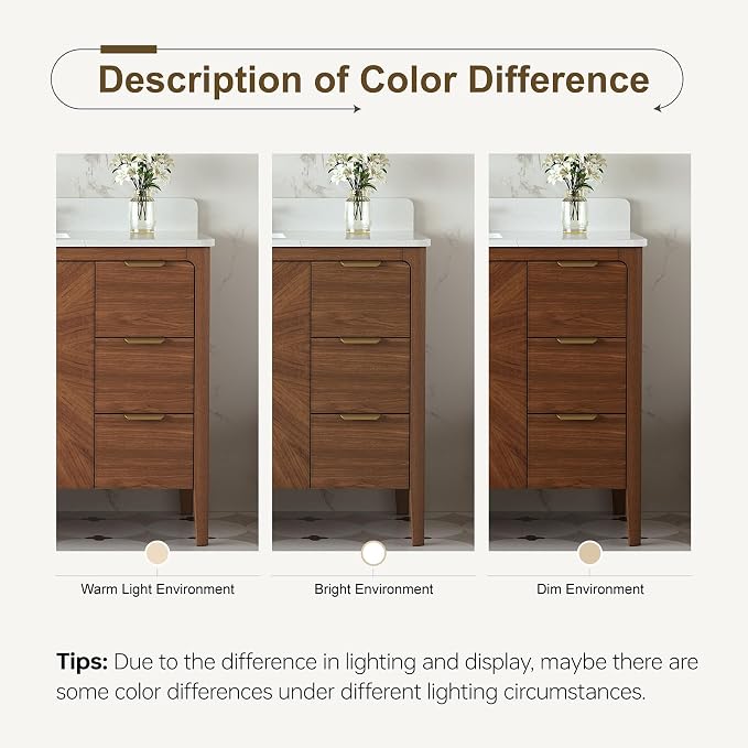 48 Inch Walnut Bathroom Vanity with Sink, Fully Assembled Solid Wood Bathroom Vanities with Soft Close Parquet Doors, Full Extension Dovetail Drawers, Calacatta Quartz Top & Backsplash