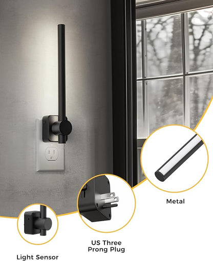 L LOHAS LED Night Light, Dimmable Night Lights Plug into Wall 0-200LM | Dusk to Dawn Sensor, 2W Bathroom Night Lights, Daylight 5000K, Modern Black Plug in Nightlight for Mirror Restroom, 1Pack
