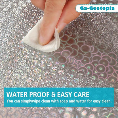 Ga-Geetopia Holographic 3D EVA Shower Curtain Liner Circle, 72x72 Premium Medium Weight Clear Plastic Bathroom Shower Curtain with Rustproof Metal Grommets for Shower Stall, Bathtubs