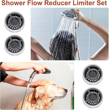 4Pcs Shower Flow Restrictor, Grey Water Flow Reducer Control Value | 3.0 GPM Shower Head Water Saver, Plastic, 0.56 0.54 0.21 in, Universal Size, 14mm Connector