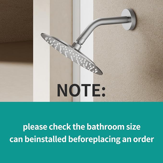 All Metal Rain Shower Head - Heavy Duty Stainless Steel, Easy Install, High Water Flow, Ultra-Thin Modern Design for Bathroom (Brushed Nickel, 8)