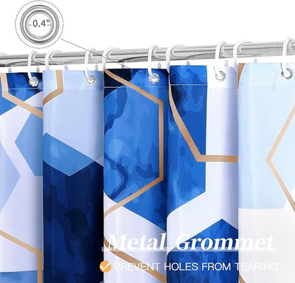 Litabel Small Stall Shower Curtain Set, Geometric Bathroom Decor 36x72 | Narrow Half Modern Minimalist Shower Curtais, Roya lBlue Geometric Art Print Abstract Waterproof Bath Curtain