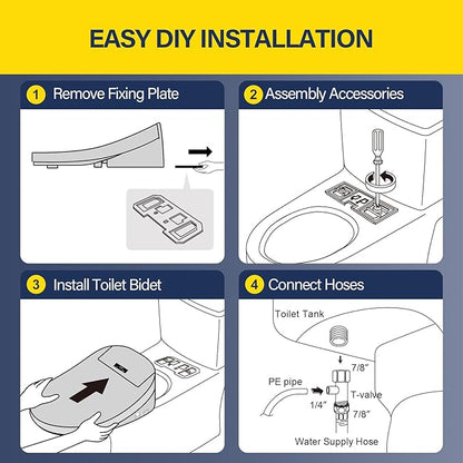 Bidet Toilet Seat with Adjustable Heated Seat & Water, Air Dryer, Quiet Close Lid, Wireless Remote - Electric Bidet Seat 201SP (Elongated)