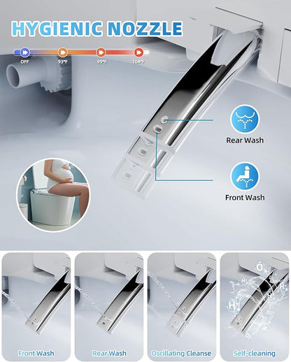 Sanyipace Smart Toilet with Built-In Tank, Heated Seat, Self-Cleaning Nozzle for Feminine Hygiene, ADA Comfort Height Elongated One Piece Toilet with Bidet, LED Fahrenheit Display, Soft Close Lid