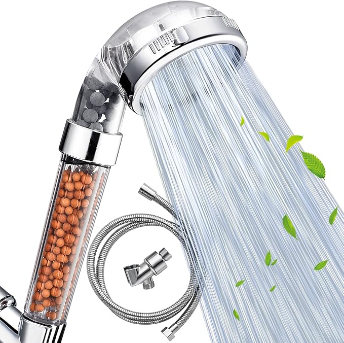 Nosame® Shower Head with Hose, Filter Filtration High Pressure Water Saving 3 Mode Function Spray Handheld Showerheads for Dry Skin & Hair | Filter Filtration High Pressure Water Saving 3 Mode Function Spray Handheld Showerheads with Hose Holder for Dr...